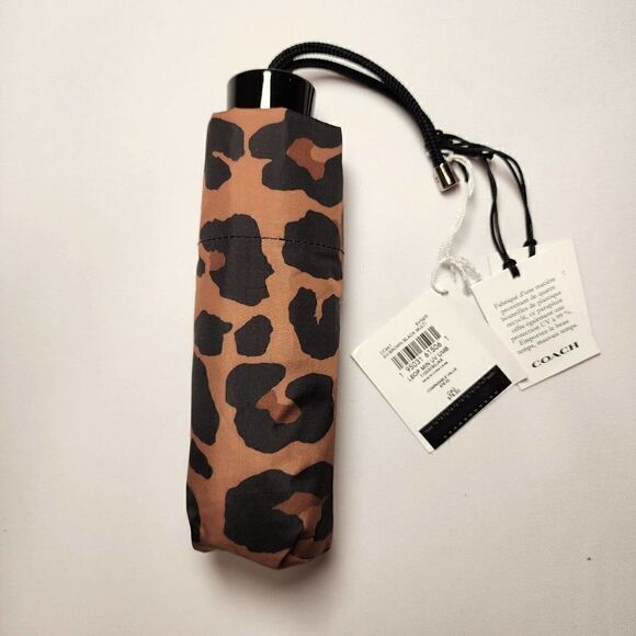 NWT Coach CC947 UV Protection Mini Umbrella In Leopard Print - Picture 1 of 2